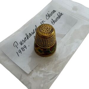 Vintage‎ 1989 Chinese Cloisonné Thimble – Handcrafted Floral Design
